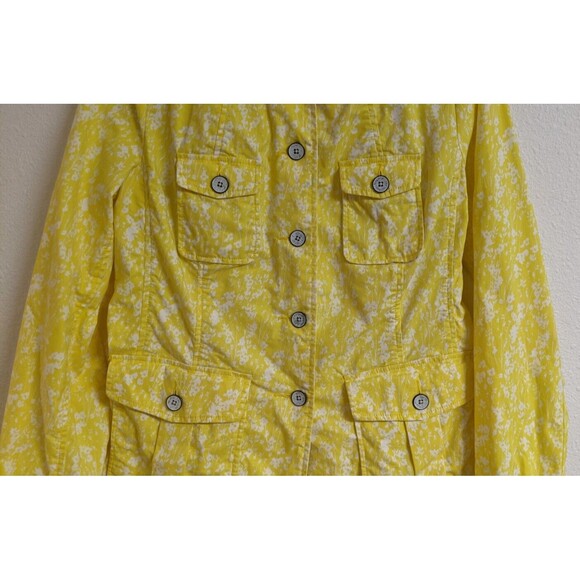 Cabi # 5160 Yellow Floral "Field Jacket" 4-Pocket Long Sleeve Button-Up Coat SM - Picture 4 of 8